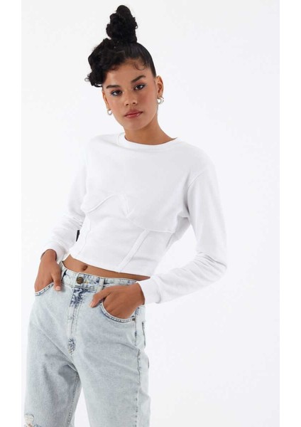 Mary Beyaz Kadın Sweatshirt