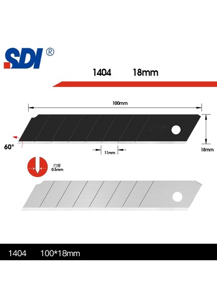 Oto Aksesuarcım Sdı 1404 Çelik Maket Bıçağı Falçata Ucu Yedeği 18MM 60 Derece Büyük 10'lu