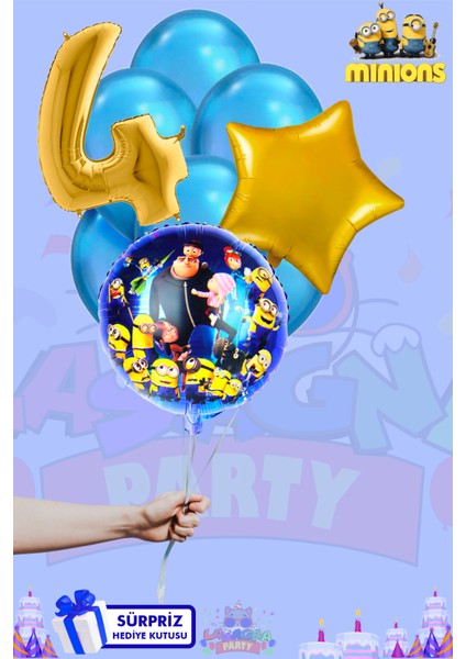 Minions Temalı Lüx Gold Folyo Balon Seti