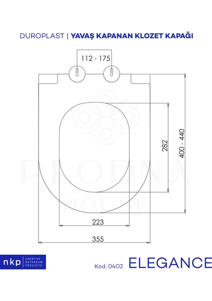 Plodna House Elegance D-Form Duroplast Yavaş Kapanan Klozet Kapağı