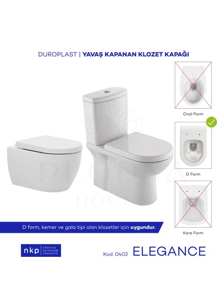 Plodna House Elegance D-Form Duroplast Yavaş Kapanan Klozet Kapağı