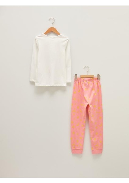 Bisiklet Yaka Baskılı Uzun Kollu Kız Çocuk Pijama Takımı
