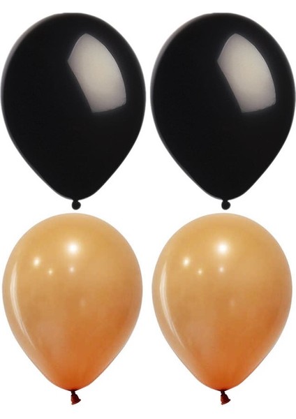 Siyah Karamel Pastel Lateks Balon -75 Adet Balon Zinciri ve Pompası Hediye