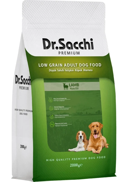 Dr.sacchi Premium Düşük Tahıllı Kuzu Etli Yetişkin Köpek Maması 2 kg