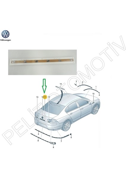 Pelit Otomotiv Passat B8 Bagaj Kapak Passat Yazı 3G9853687C