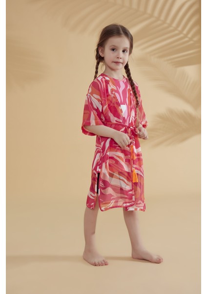 Çocuk Desenli Fuşya Kimono Kaftan P2335 modelleri