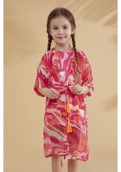 Çocuk Desenli Fuşya Kimono Kaftan P2335 fırsatları