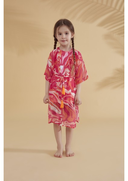 Çocuk Desenli Fuşya Kimono Kaftan P2335 indirimleri