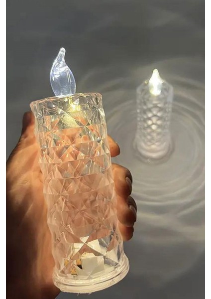2'li Gül Işıklı LED Mum 9 cm