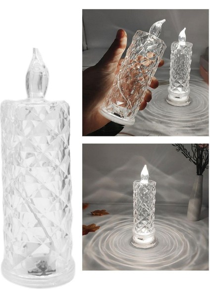 2'li Gül Işıklı LED Mum 9 cm