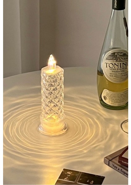 2'li Gül Işıklı LED Mum 9 cm