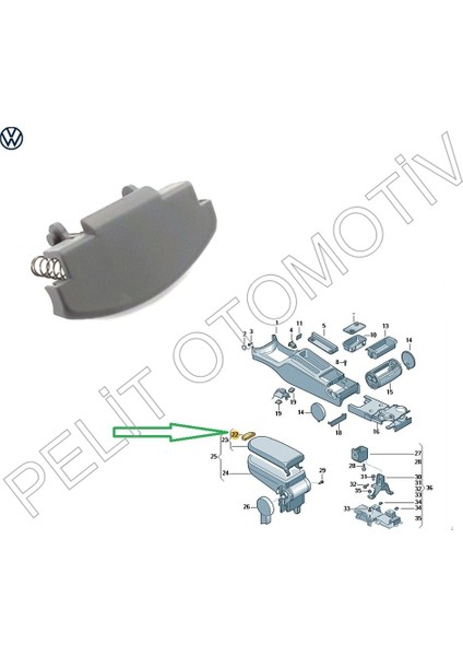 Pelit Otomotiv Beetle Kol Dayama Kapağı Açma Mandalı 3B0868445 Gri