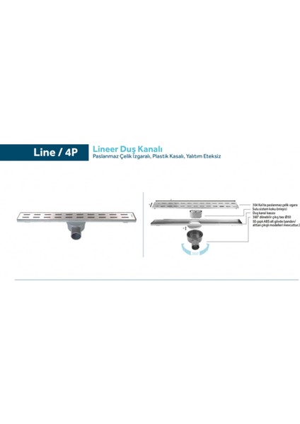 Sukar Line 4p Duş Kanalı Plastik Kasa Paslanmaz Izgara Süzgeç Ø50 Çıkış 60 cm 1154-100650-02 modelleri