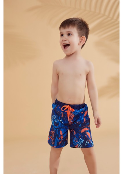 Lacivert Desenli Erkek Çocuk Şort B2362