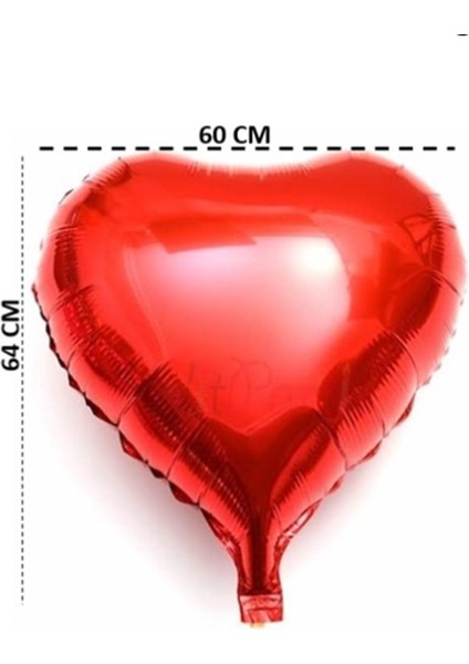 24 Inç 65 cm Kalpli Kırmızı Folyo Balon 1 Adet