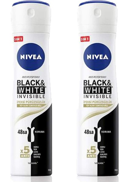 2 Adet Black&white Ipeksi Pürüzsüzlük Kadın Deodorant Sprey 150 ml