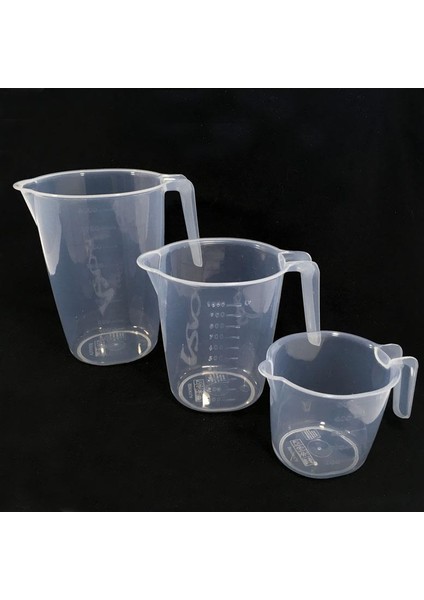 Ölçek Kapları 500 ml + 1000 ml + 2000 ml Şeffaf Kırılmayan Plastik Çok Amaçlı Dereceli 3'lü modelleri