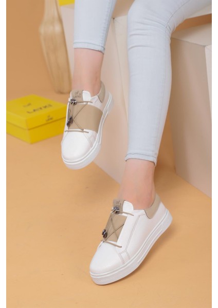 Alvaro Beyaz Bej Renkli Sneaker