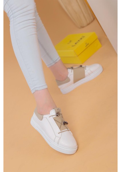 Alvaro Beyaz Bej Renkli Sneaker fırsatları