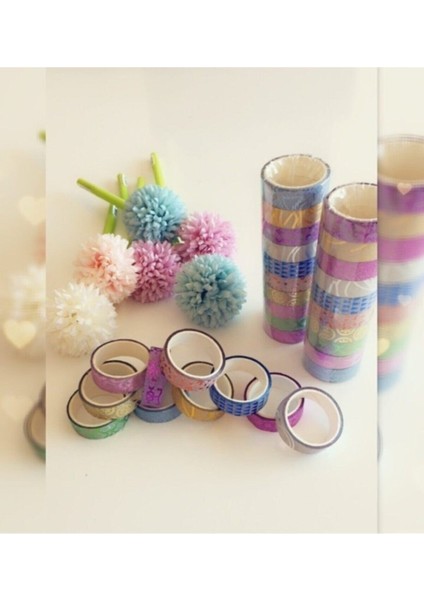 Renkli Desenli Simli Bant 1 Adet Renkli