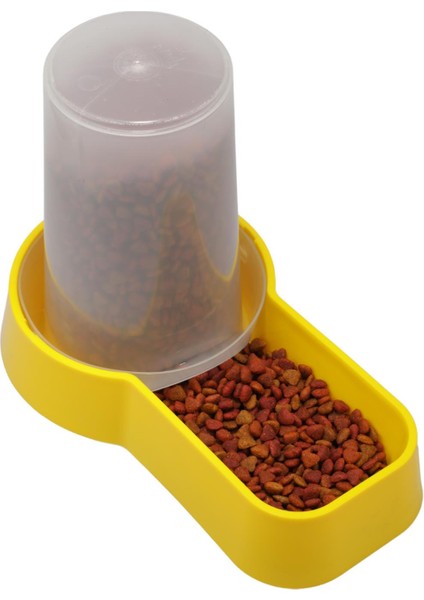 Hazneli Plastik Kedi-Köpek Mama ve Su Kabı 1,5 Lt Kare Sarı