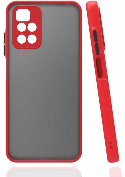Xiaomi Redmi 10 2022 Case Kılıf Hux Kamera Korumalı Arkası Mat Silikon Kırmızı