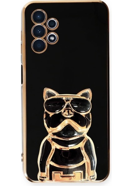 Samsung Galaxy A52S 5g Case Kılıf Kamera Korumalı Köpek Desenli Standlı Silikon Siyah