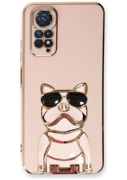 Xiaomi Redmi Note 11S Global Case Kılıf Kamera Korumalı Köpek Desenli Standlı Silikon Pembe