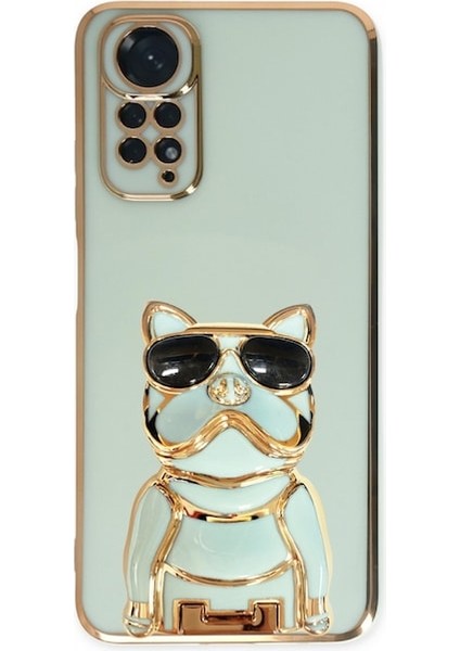 Xiaomi Redmi Note 11 Pro Case Kılıf Kamera Korumalı Köpek Desenli Standlı Silikon Yeşil