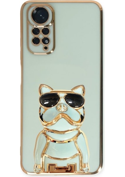 Xiaomi Redmi Note 11S Global Case Kılıf Kamera Korumalı Köpek Desenli Standlı Silikon Yeşil