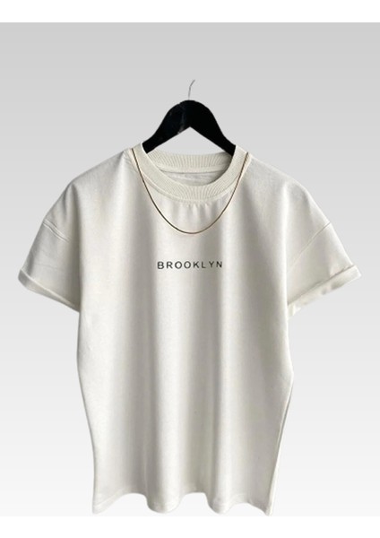 Unisex Brooklyn Baskılı 3lü Paket Kahve-Gri-Beyaz T-Shirt