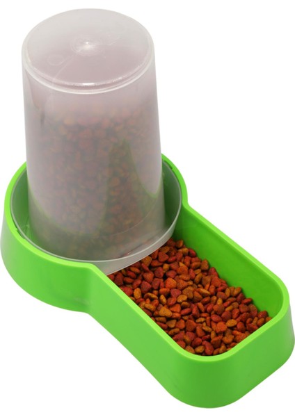 Hazneli Plastik Kedi-Köpek Mama ve Su Kabı 1,5 Lt Kare Yeşil