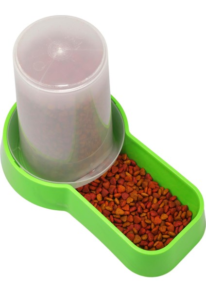 Hazneli Plastik Kedi-Köpek Mama ve Su Kabı 1,5 Lt Kare Yeşil
