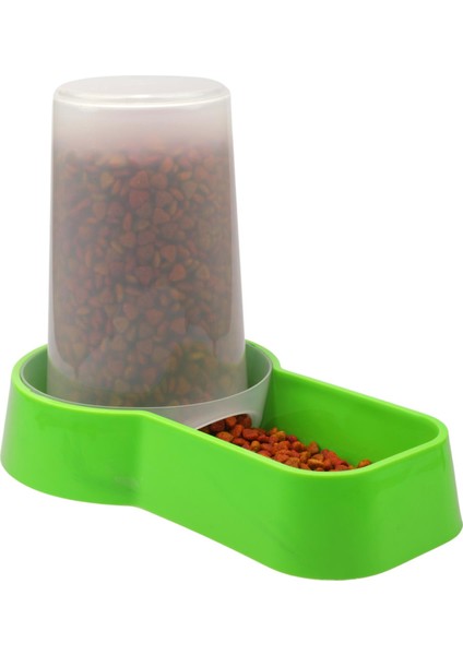 Hazneli Plastik Kedi-Köpek Mama ve Su Kabı 1,5 Lt Kare Yeşil