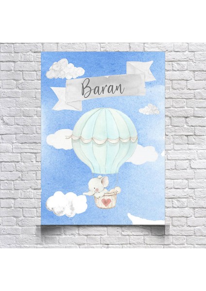 Uçan Balon ve Fil Temalı Doğum Günü AFIŞI35 x 50 cm
