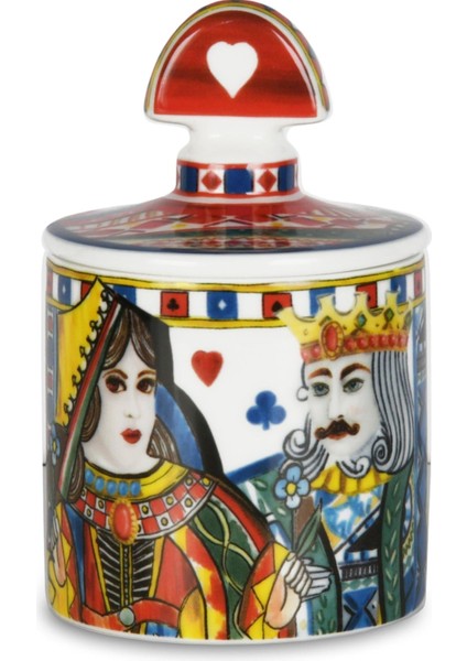 Regina Kırmızı Mavi Porselen Küp Saklama Kutusu 11 Cm Can1.Reg01