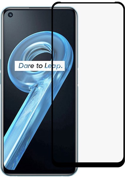 Realme 9 Pro ile Uyumlu Tam Kaplayan Çerçeveli Tempered Ekran Koruyucu - Siyah AL3276