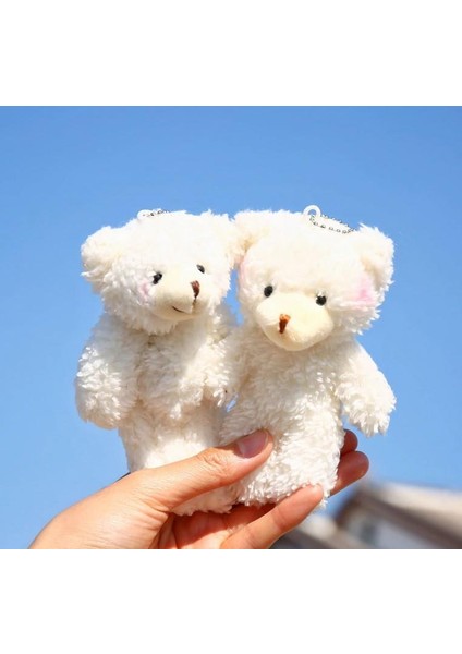 Sevimli Peluş Pembe Yanaklı Beyaz Ayıcık Anahtarlık Çanta Süsü 12CM fiyatları