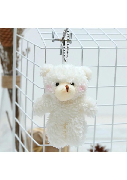 Sevimli Peluş Pembe Yanaklı Beyaz Ayıcık Anahtarlık Çanta Süsü 12CM modelleri