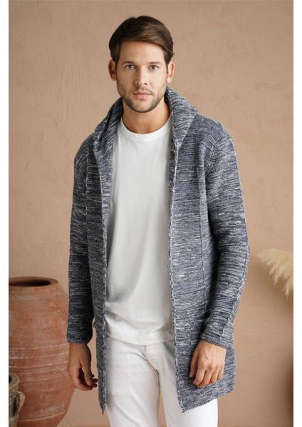 Erkek Gri Karışım Kapüşonlu Triko HIRKA-HRK7721R02S