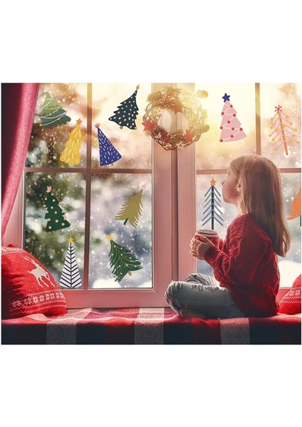 Yılbaşı Ağaçları Dekoratif Christmas Stickeri