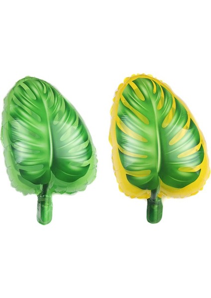 Hawaii Yaprak Şeklinde Tropical Yeşil Sarı ve Yeşil Renkli Yaprak Folyo Balon 40 x 52 cm 2 Adet