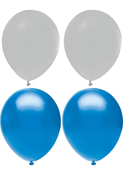 Gri Koyu Mavi Karışık Lateks Pastel BALON100 Adet + Balon Zinciri+Balon Pompası