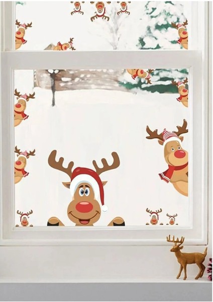 Noel Christmas Yılbaşı Geyikleri Dekoratif Sticker Seti