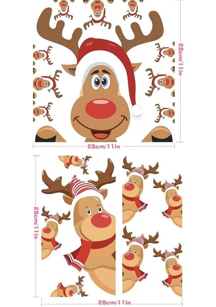 Noel Christmas Yılbaşı Geyikleri Dekoratif Sticker Seti fiyatları