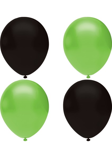 Siyah - Açık Yeşil Pastel Lateks Balon -75 Adet Balon Zinciri ve Pompası Hediye