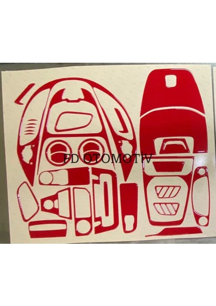 FD Otomotiv Ford Courier Kırmızı Renk Konsol Kaplama Full Set