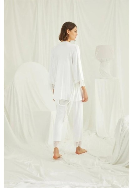 18433 Ekru Hamile Lohusa 3 Lü Pijama Sabahlık Tk modelleri