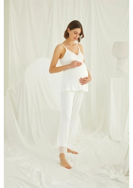 18433 Ekru Hamile Lohusa 3 Lü Pijama Sabahlık Tk fırsatları