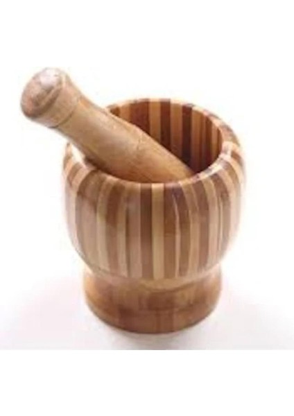 Büyük Boy Bambu Havan Ahşap Havandan Daha Kaliteli Ceviz Sarımsak Döveceği Havan Vip Kalite